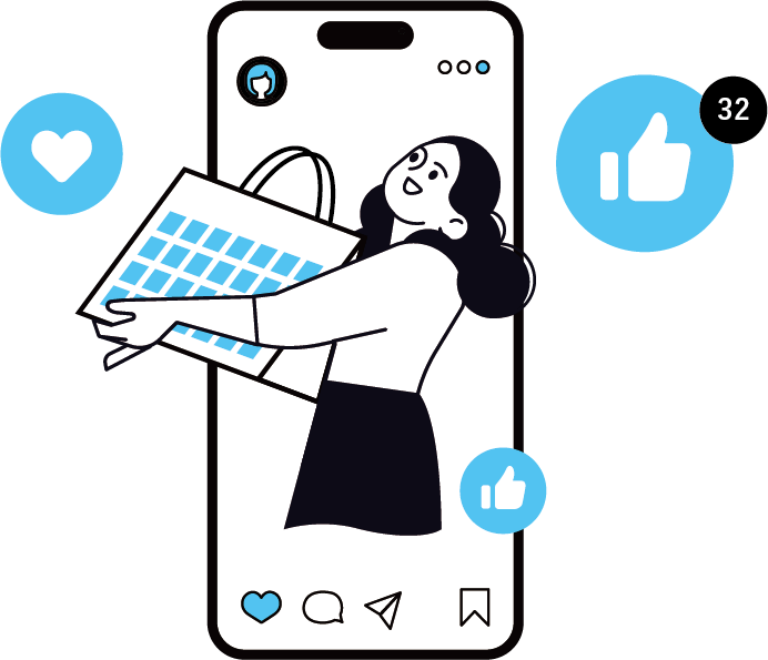 携帯から飛び出た少女イラスト