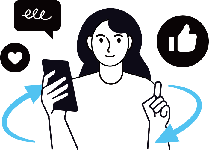 SNSを駆使する少女イラスト